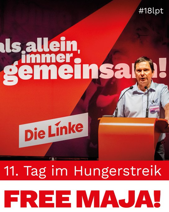 Der Vater von Maja auf dem Parteitag Die Linke Sachsen. Er spricht über das Schicksal seiner Tochter. Dazu: 11. Tag im Hungerstreik: Free Maja!