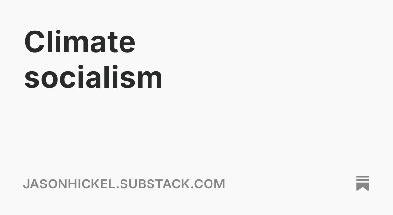 NEW: 

"The climate crisis cannot be addressed within capitalism. It is vital that we understand this fact and develop our strategies accordingly, otherwise we are headed for certain failure. And failure is not an option." jasonhickel.substack.com/p/climate-soci…