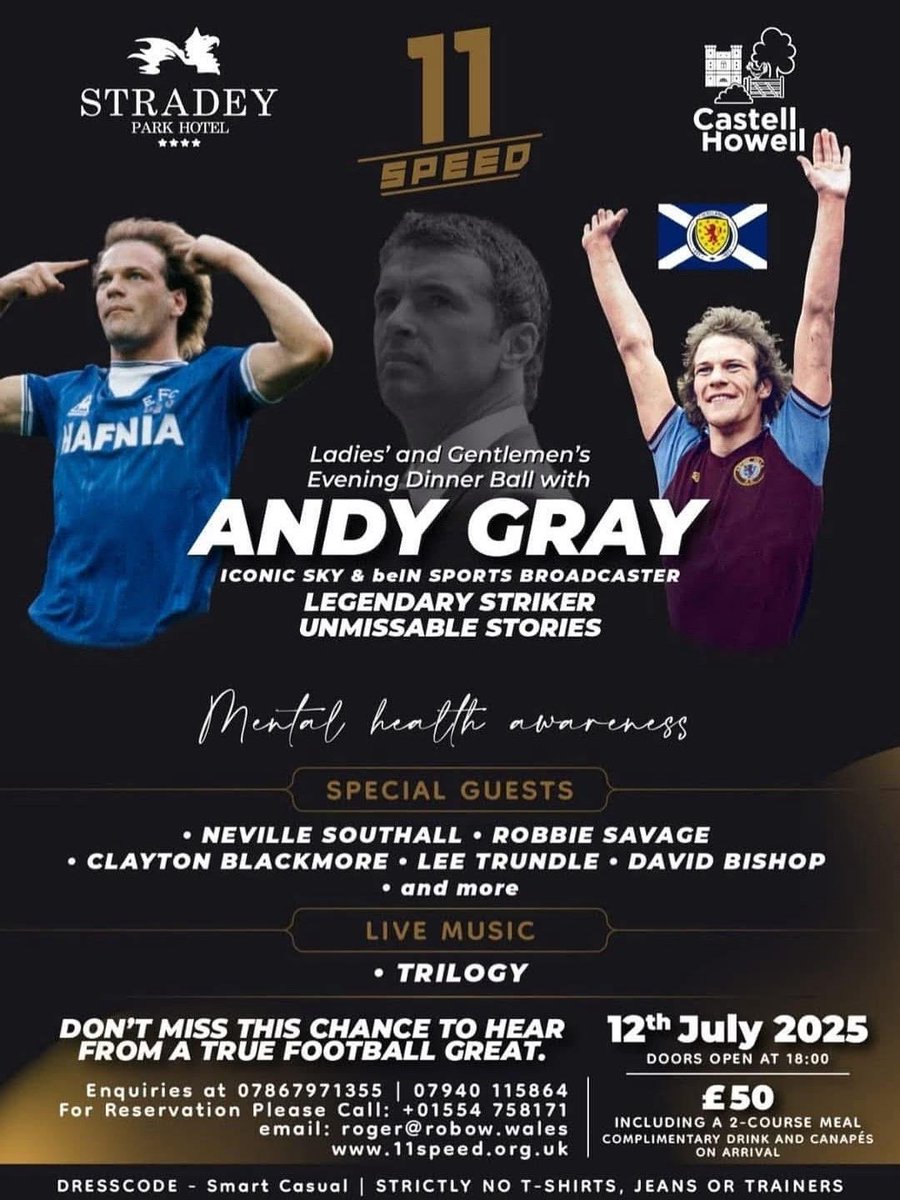 💙 Happy Father’s Day to all the dads, grandads &amp; father figures — thank you for everything you do!

⚽ Just 4 weeks to go:
Andy Gray Dinner – 12 July
📍 Stradey Park Hotel
🎶 Football stories, live music, great food

🎟️ £50 — contact roger@robow.wales to book #11Speed #AndyGray