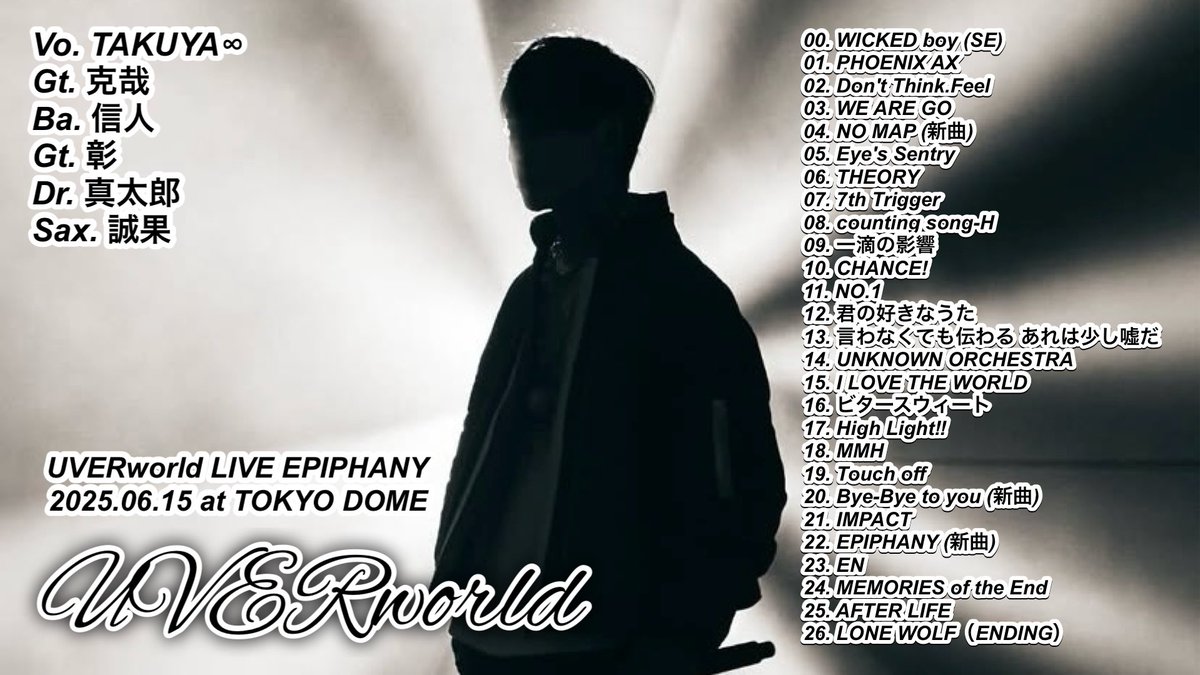 UVERworld LIVE EPIPHANY 2025.06.15 at TOKYO DOME セトリ 東京ドーム