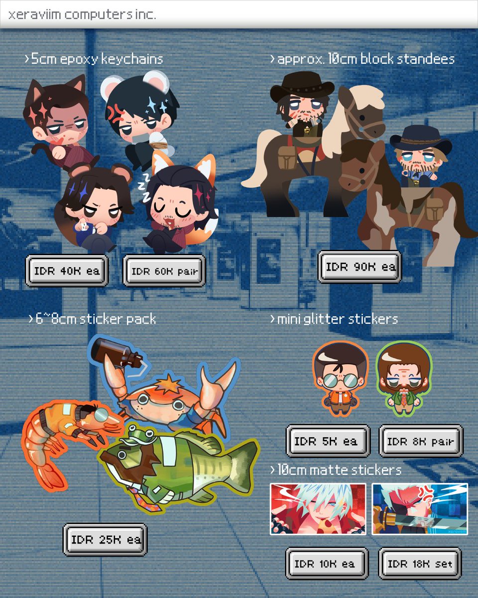 [Shares + likes appreciated!] 

Post-CFXX Pre-Orders are open yayy!!!!  
☆ 15-23 June 2025
☆ Local (ID) mail only! via🍊or JNE
☆ horror stuff, 999, AITSF, FETH, Yakuza,  RDR2, DMC

bit.ly/xeraviimpostCF…