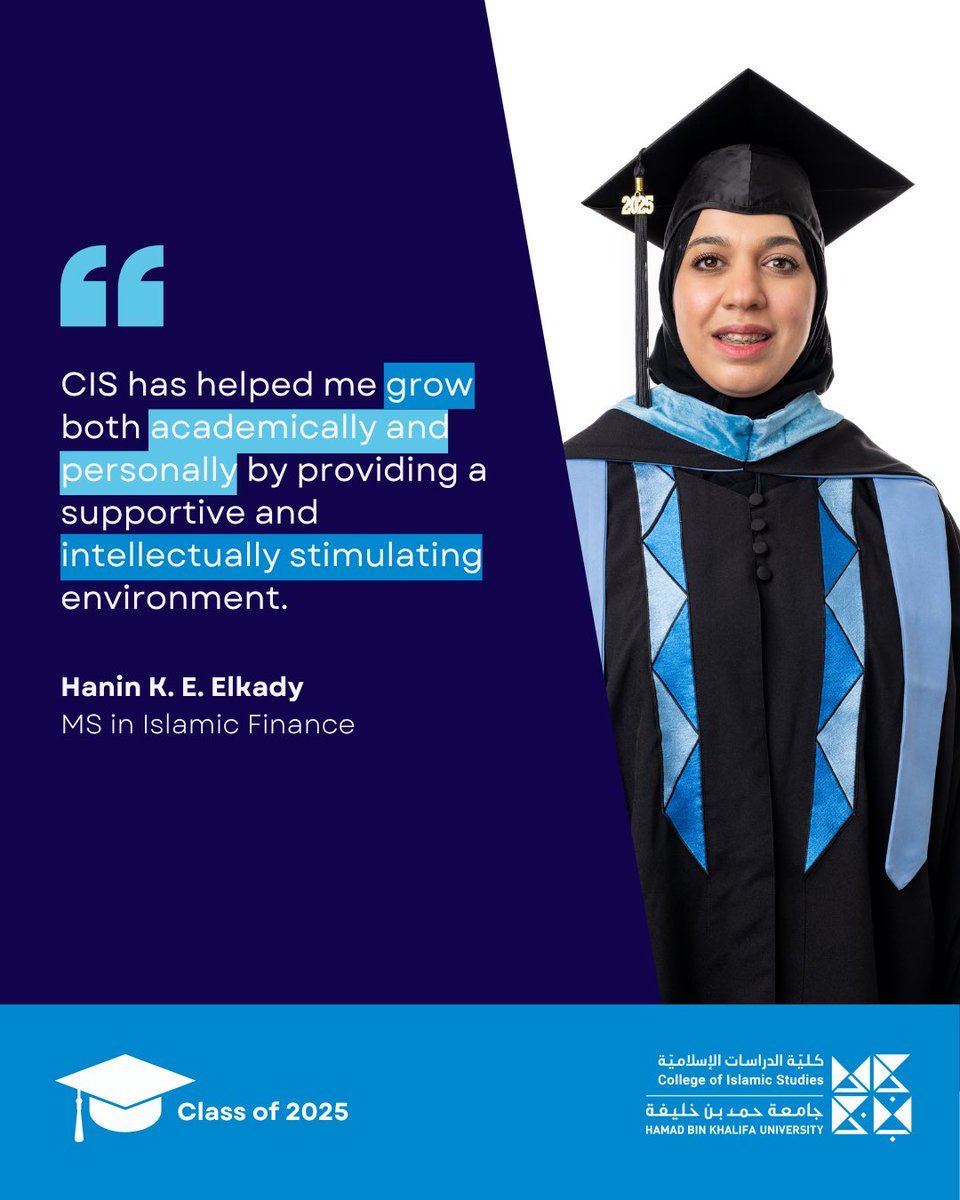 College of Islamic Studies (CIS) at HBKU (@hbku_cis) on Twitter photo “CIS has helped me grow both academically and personally by providing a supportive and intellectually stimulating environment”.
Hanin K. E. Elkady
MS in Islamic Finance
#Classof2025 #HBKU_CIS
<a href="/HBKU/">جامعة حمد بن خليفة</a>
<a href="/Students_Qatar/">Campus & Student Life in Qatar</a> “CIS has helped me grow both academically and personally by providing a supportive and intellectually stimulating environment”.
Hanin K. E. Elkady
MS in Islamic Finance
#Classof2025 #HBKU_CIS
<a href="/HBKU/">جامعة حمد بن خليفة</a>
<a href="/Students_Qatar/">Campus & Student Life in Qatar</a>