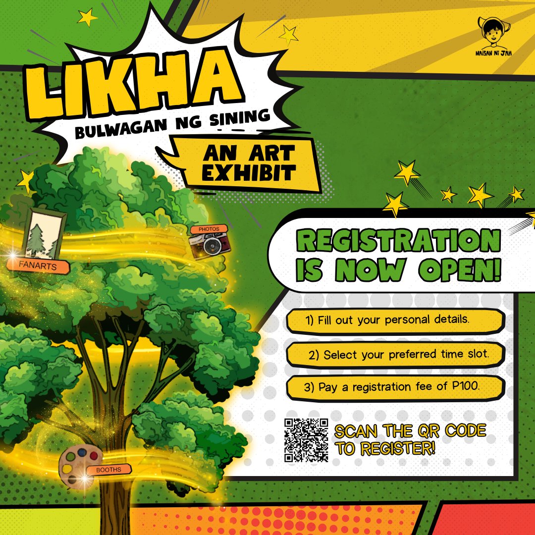 maisaniJah's tweet photo. 🎨 LIKHA: Bulwagan ng Sining

Heroes, assemble! LIKHA is now calling... 

MISSION: Scan the QR code or click this link: https://t.co/eddT57TA5D and lock in your spot to this legendary exhibit. 

Only a few will make the cut.
Will you rise to the call? Don't miss it!

@justintdedios #justin
#TheGuhitChronicles