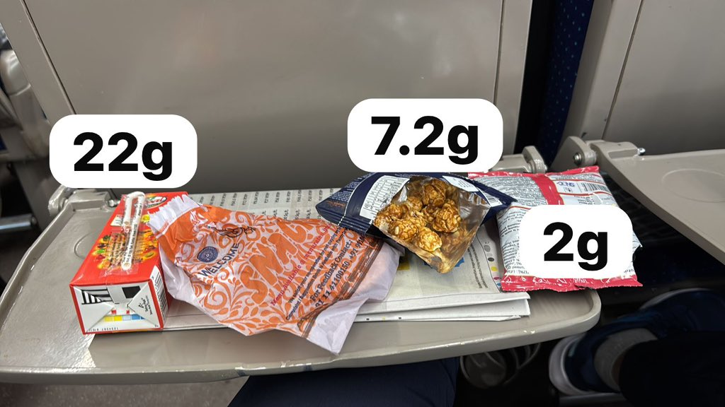 itsmerachit_'s tweet photo. @IRCTCofficial 
This is amount of sugar you’re serving in 1 snacks meal. Yes, that’s about 31g for a 4 hour journey. 
Please fix this. We enjoy the ride but we dont want to be terminally ill!
@RailMinIndia https://t.co/y6rXz8NQ6f