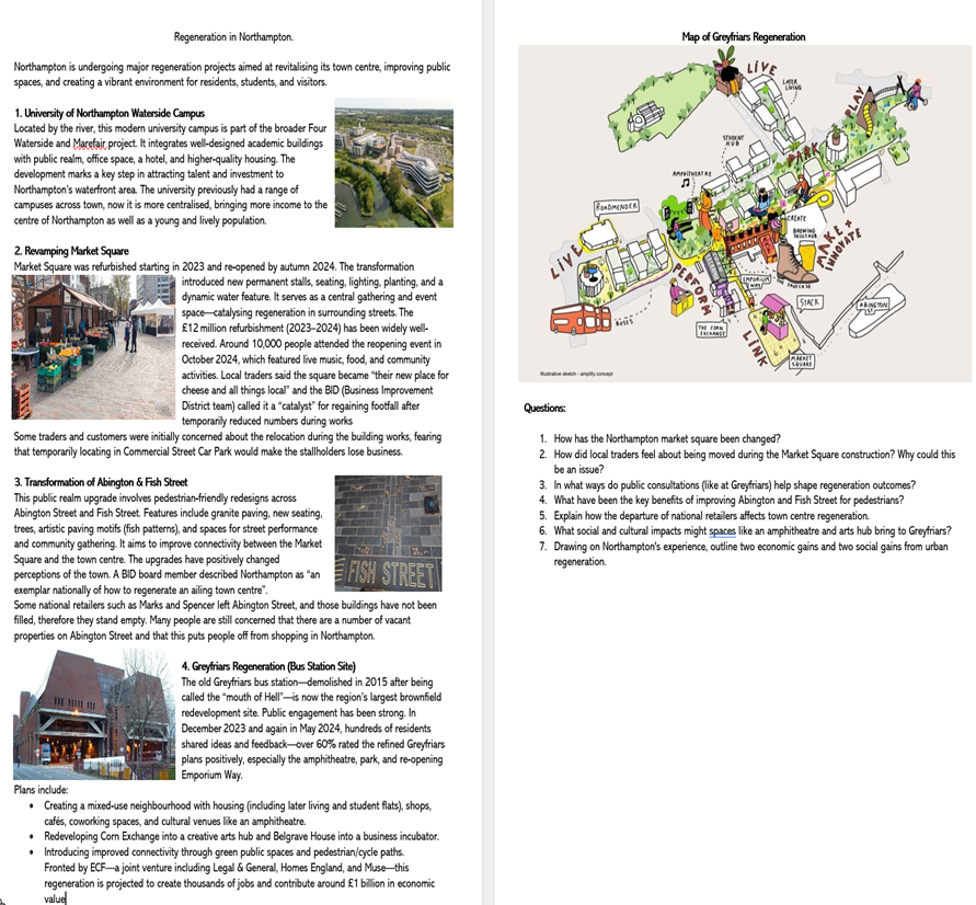 fiona_616's tweet photo. We've been doing a lot of work on vocab. Something I've been looking at today is using AI to create word lists with definitions divided into Tier 2&amp;3 words from articles &amp; books that we use. 
What a timesaver!!
Article on regen in Northampton written by me.
#geographyteacher https://t.co/95u2pHupfo