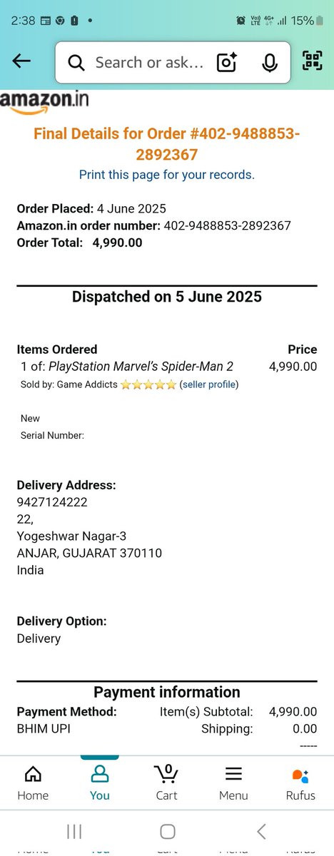 cathackerpiyush's tweet photo. @AmazonIN @AmazonHelp @ConsumerAffairs @jagograhakjago I ordered Spider-Man 2 for PS5 on June 4, but received a Battlefield PC CD instead. Customer service denied my replacement request via the Amazon app. Please resolve this! #AmazonIndia #CustomerService https://t.co/ZRmDoHn3b9