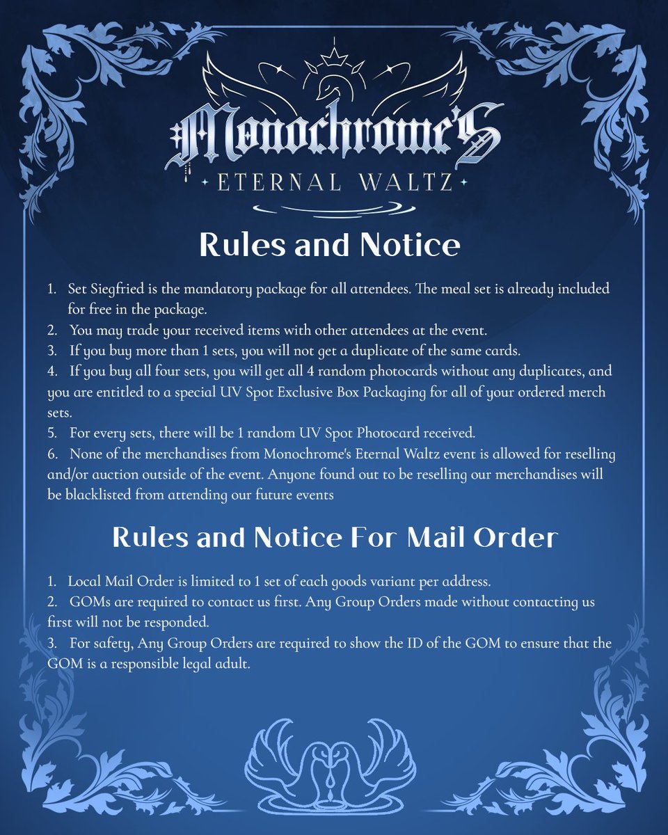 🦢 𝐑𝐒𝐕𝐏 𝐚𝐧𝐝 𝐌𝐚𝐢𝐥 𝐎𝐫𝐝𝐞𝐫 🦢

[ Monochrome's Eternal Waltz ]
Wedding Cafe Event Jakarta

RSVP + Mail Order Open 
📅 15 - 29 June 2025

Link : bit.ly/MonochromesEte…

#MonochromesEternalWaltz
#ORV #전독시 #중독 #그분걔