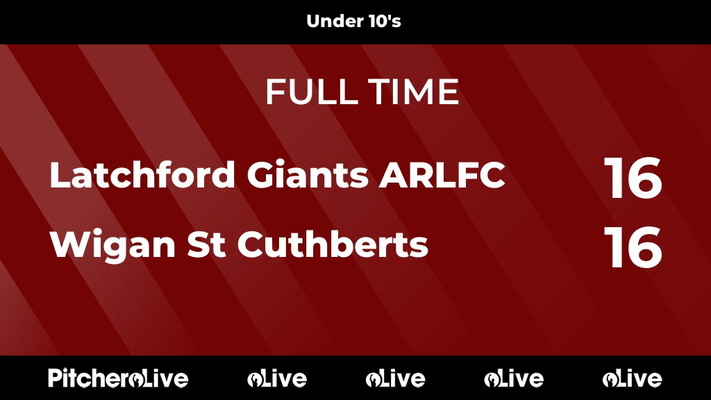 FULL TIME: Latchford Giants ARLFC 16 - 16 Wigan St Cuthberts
#LATWIG #Pitchero
latchfordgiants.com/teams/258062/m…