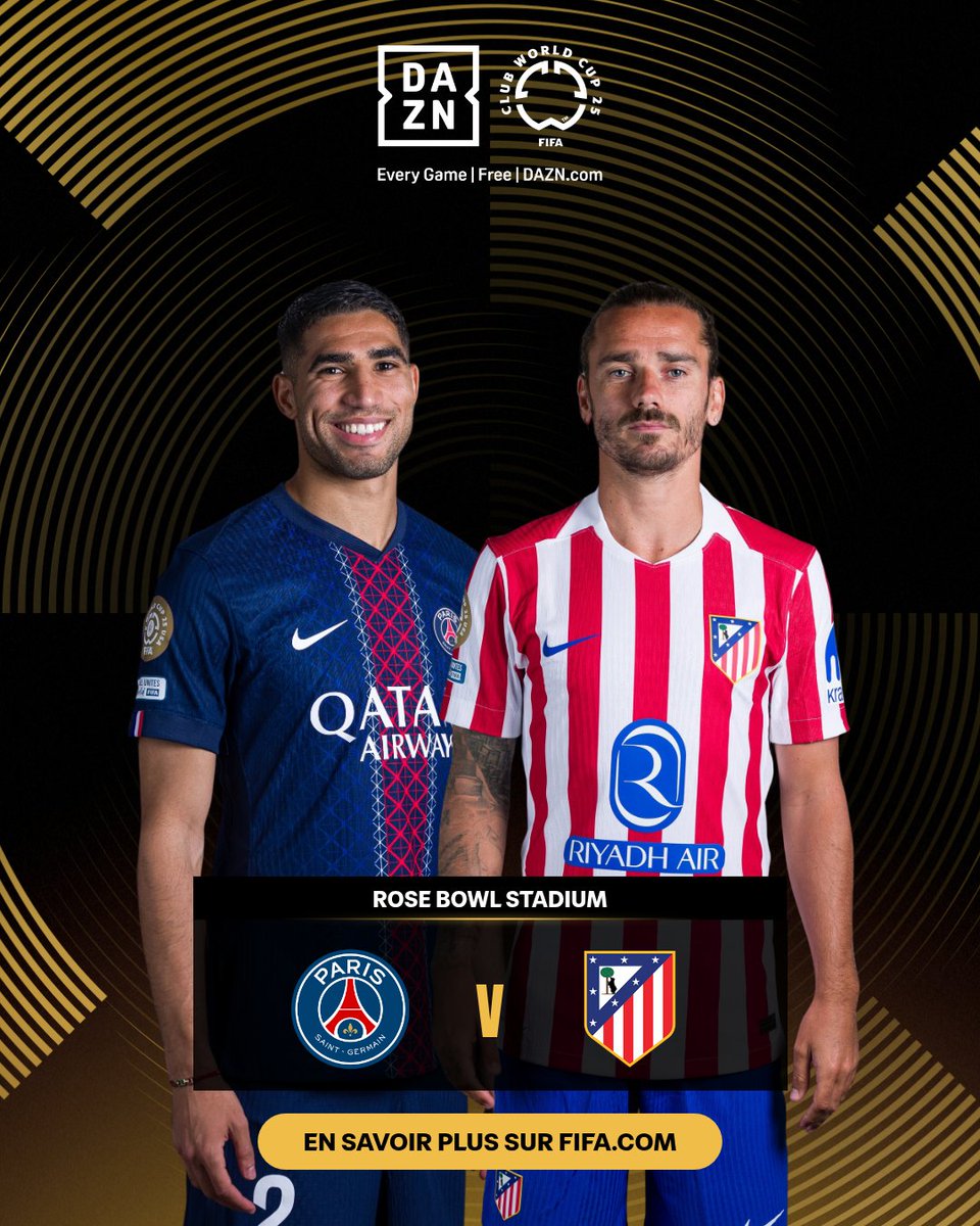 fifaworldcup_fr's tweet photo. Le @PSG_inside entre bientôt dans la compétition 🌟

🇫🇷 Paris Saint-Germain 🆚 Atlético de Madrid 🇪🇸

⏰ 21h00 (UTC+2)

#FIFACWC https://t.co/vHktug5ujY