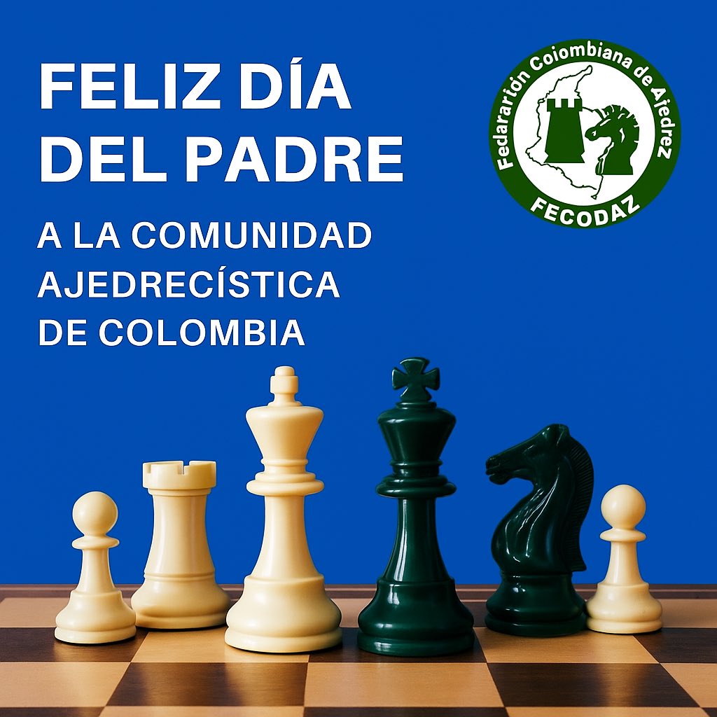 ♟️ ¡Feliz Día del Padre!
Desde la @fecodazajedrez saludamos a todos los papás de la comunidad ajedrecista de Colombia. Gracias por ser guía, apoyo y ejemplo en cada jugada de la vida. 👑
#DíaDelPadre #AjedrezColombia #FECODAZ