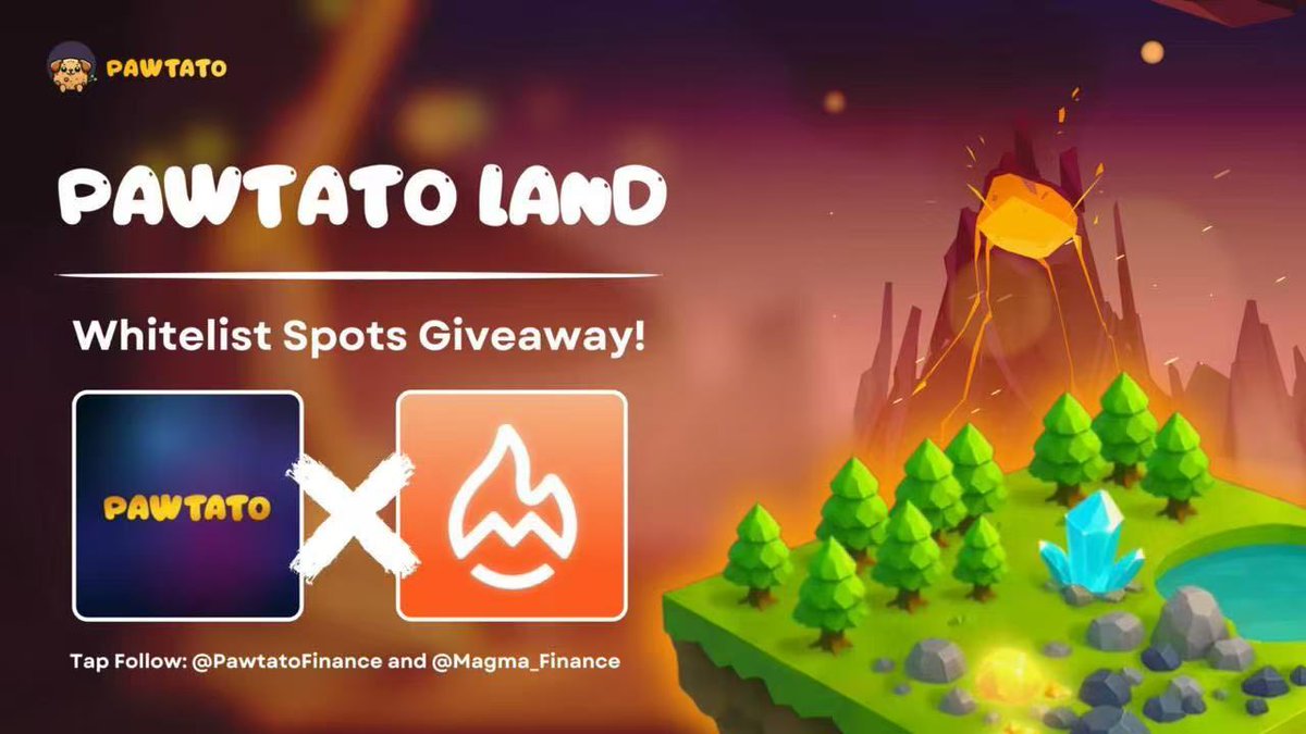 Magma Finance (@magma_finance) on Twitter photo <a href="/PawtatoFinance/">Pawtato Finance | Sui</a> land NFT launch is coming soon, the question is - are you ready for the mint?
In anticipation of the upcoming mint, We’re giving out 30 Whitelist spots for the upcoming #Pawtato Lands mint 🥔!
All thanks to Pawtato for making this possible.
Here's how to <a href="/PawtatoFinance/">Pawtato Finance | Sui</a> land NFT launch is coming soon, the question is - are you ready for the mint?
In anticipation of the upcoming mint, We’re giving out 30 Whitelist spots for the upcoming #Pawtato Lands mint 🥔!
All thanks to Pawtato for making this possible.
Here's how to
