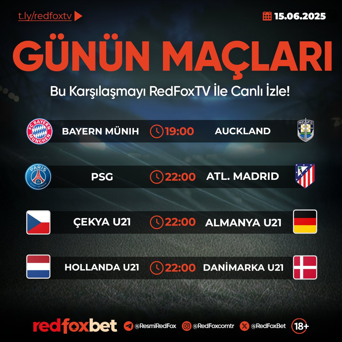 Resmi_REDFOX's tweet photo. Bugün RedFoxBet'te Günün Karşılaşmaları!

🎯Favori takımın için şimdi bahis yap ve heyecana ortak ol:
🔗 TIKLA VE HEMEN OYNA (https://t.co/XyPMBJJZbk)

▶️Tüm maçları yüksek görüntü kalitesinde canlı izlemek için RedFox TV sizlerle.
➡️ CANLI İZLE (https://t.co/a73BbkAUOm) https://t.co/CH3LNbHRLZ