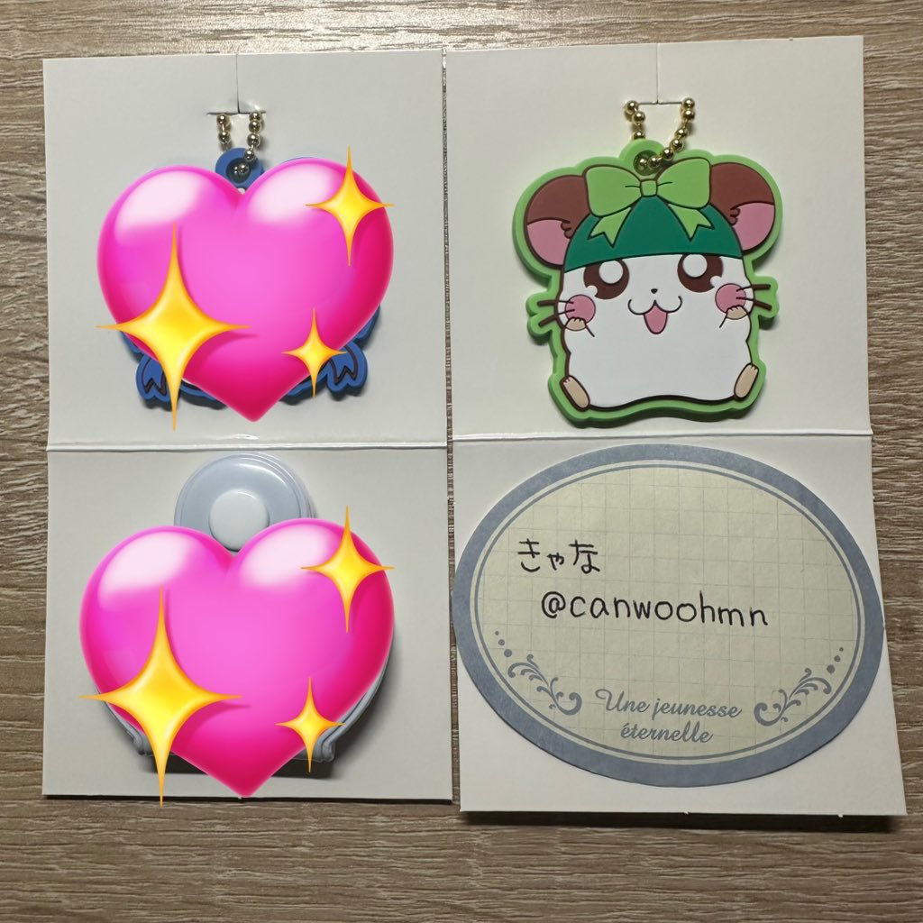 canwoohmn's tweet photo. @0
【交換】とっとこハム太郎 セリア ダイソー
譲）ラバーキーホルダー➡️かぶるくん
求）ダイカットステッカー➡️こうしくん
ステッカーは定価+送料(ミニレター希望)で買取もしています。
お気軽にお声掛け下さい♡ https://t.co/1oBjYrqn9e
