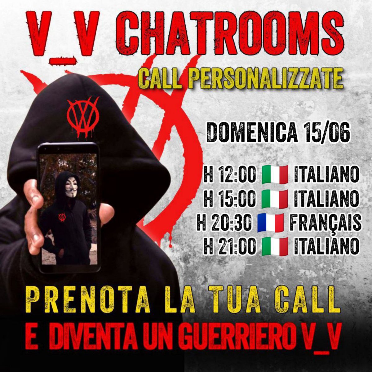 PARLA CON GUERRlER0  #V_V  CHE TI SPIEGA PERCHÈ LOTTIAMO E COSA FARE PER L0TTARE ANCHE TU

OGGI
Domenica #15giugno

h 12:00 🇮🇹 Italiano
h 15:00 🇮🇹 Italiano
h 20:30 🇫🇷 Français 
h 21:00 🇮🇹 Italiano

t.me/+RpSTxOYoq2Q0Z…