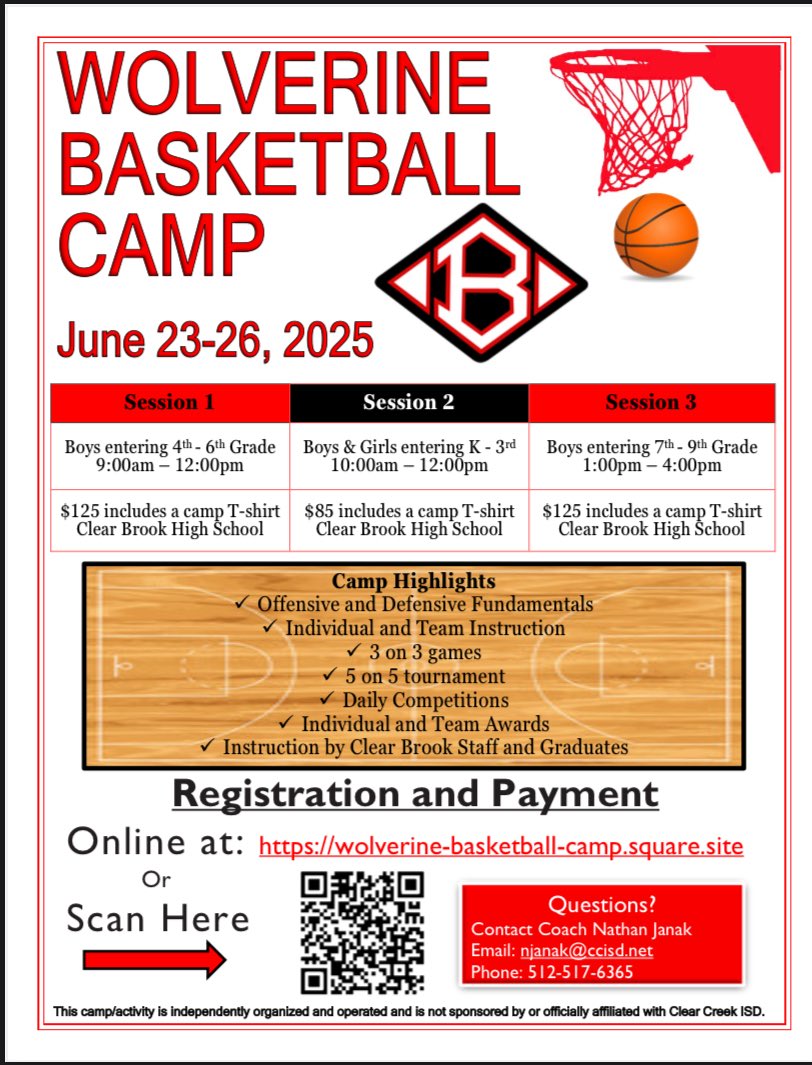 It’s the last week to get signed up for Wolverine Basketball Camp. Use the link to sign up today. wolverine-basketball-camp.square.site