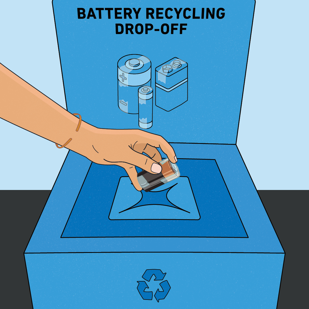 Are you disposing of used batteries correctly?

3 things you should do:
✔️ Put clear sticky tape over the ends.
✔️ Store them in an unsealed glass/plastic container.
✔️ Take them to a battery drop-off point.

A small act makes a big impact.

Find out how: sustainability.vic.gov.au/recycling-and-…