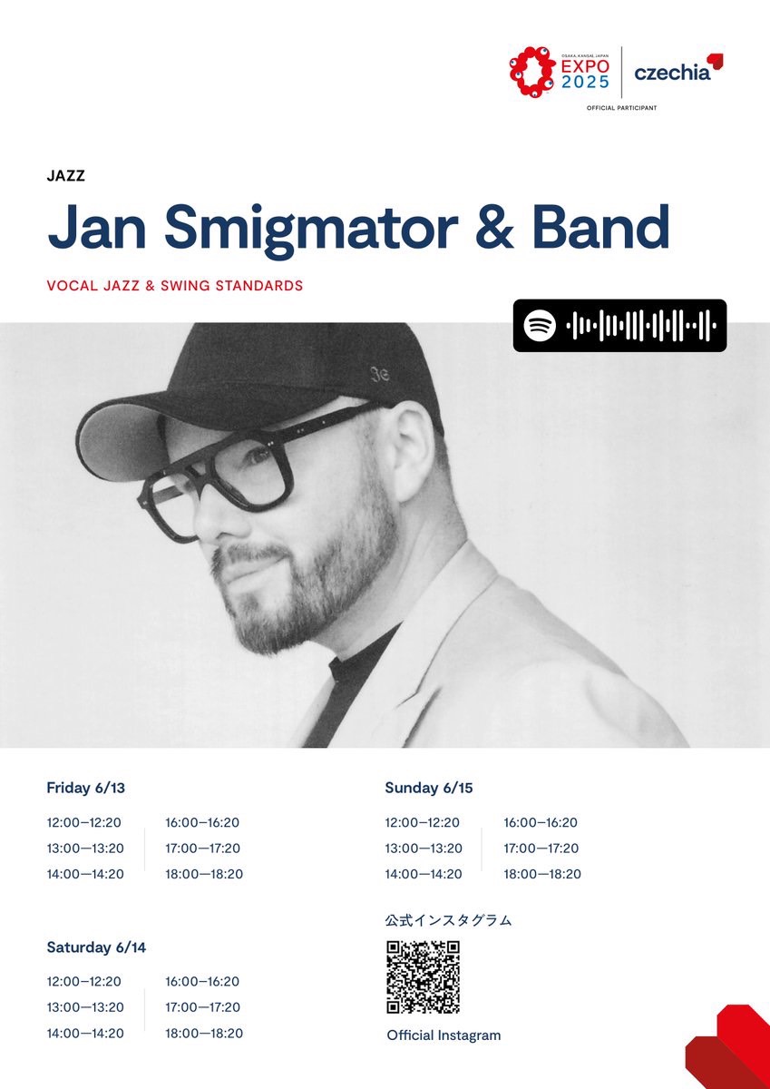 _duck's tweet image. チェコパビリオンのジャズ最高！！
音楽隊めっちゃ上手い！！声めっちゃいい！
外クソ暑い中、癒しの音楽やったわ！！
サインもくれて梅田も堪能してめっちゃいい人 #大阪万博 #jansmigmator