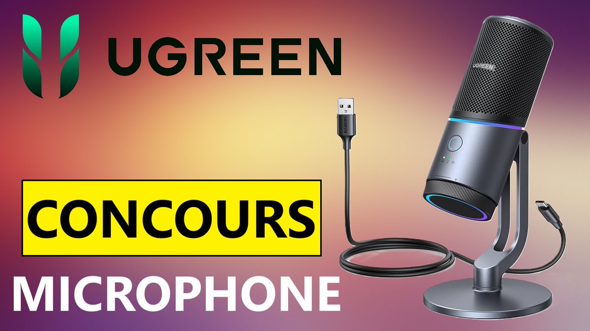 🎁 #Concours 🎁
Tentez de gagner 2 Microphones UGREEN 🎙️
 
✅ Follow <a href="/JVDeal_FR/">JVDeal</a> &amp; <a href="/UgreenFR/">UgreenFr</a> 
✅ RT ce tweet + Like
✅ Tag 2 ami(e)s en réponse à ce tweet
❎ Faux comptes / Bots

TAS le 29 Juin
Bonne chance 🍀
