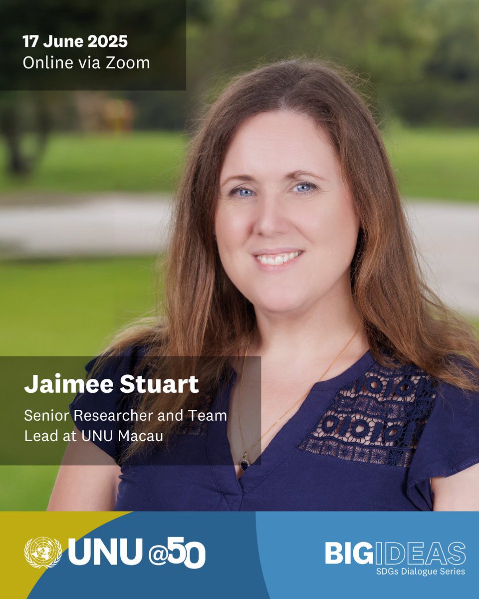 UN University (@ununiversity) on Twitter photo REGISTER BY TOMORROW 📝
Join us for a #BIGIDEAS Dialogue on #women and #cybersecurity with <a href="/jaimee_stuart/">Dr Jaimee Stuart</a>, Senior Researcher and Team Lead at <a href="/UNUMACAU/">United Nations University Institute in Macau</a>.
🗓️ 17 June 2025, 18:00–19:00 JST
📍 Online
▶️ go.unu.edu/Dtm6d
#UNUat50 REGISTER BY TOMORROW 📝
Join us for a #BIGIDEAS Dialogue on #women and #cybersecurity with <a href="/jaimee_stuart/">Dr Jaimee Stuart</a>, Senior Researcher and Team Lead at <a href="/UNUMACAU/">United Nations University Institute in Macau</a>.
🗓️ 17 June 2025, 18:00–19:00 JST
📍 Online
▶️ go.unu.edu/Dtm6d
#UNUat50