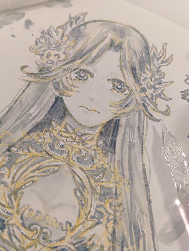 puwapuwa_foo's tweet photo. 沼ケ戦利品(@otomezakai )さんの銀貨で描かせていただきました！！！色の濃淡が綺麗でオシャレすぎます…！
乾く過程でインクの色合いがどんどん変わって���くのが楽しいです…！
#インク沼 https://t.co/0KTx1AounH