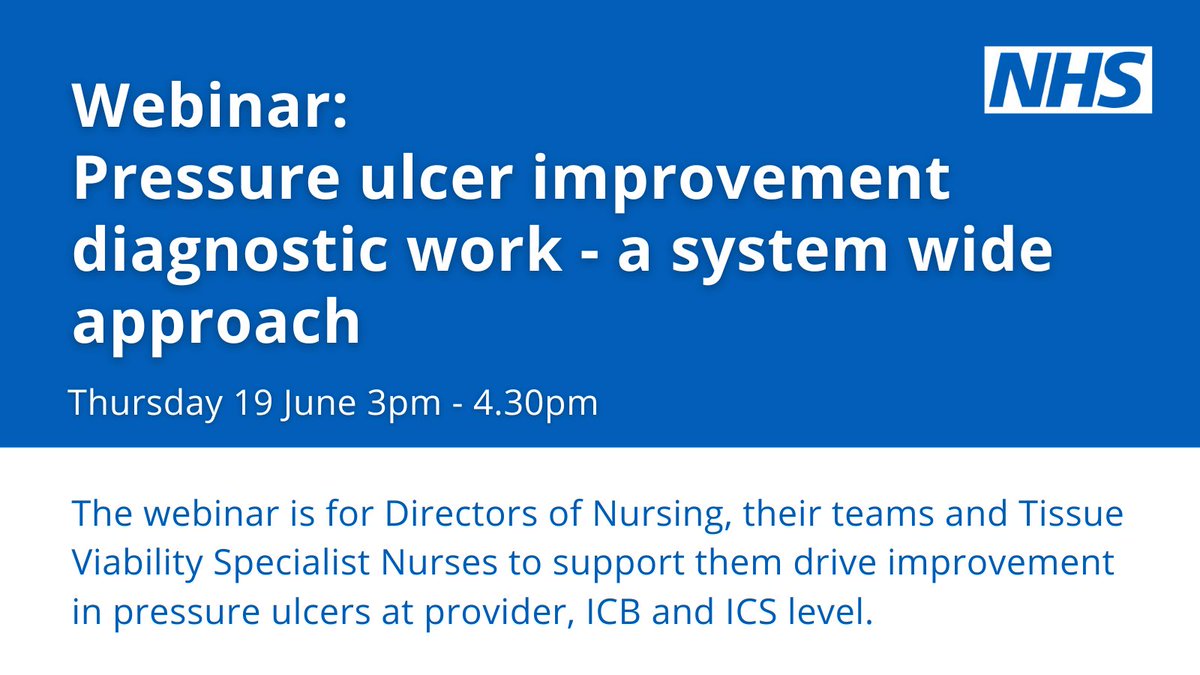 Join this NHS England webinar to learn about our system wide approach to reducing harm from pressure ulcers, undertaken in partnership with an ICS and provider organisations. Book your place: forms.office.com/pages/response… #teamCNO