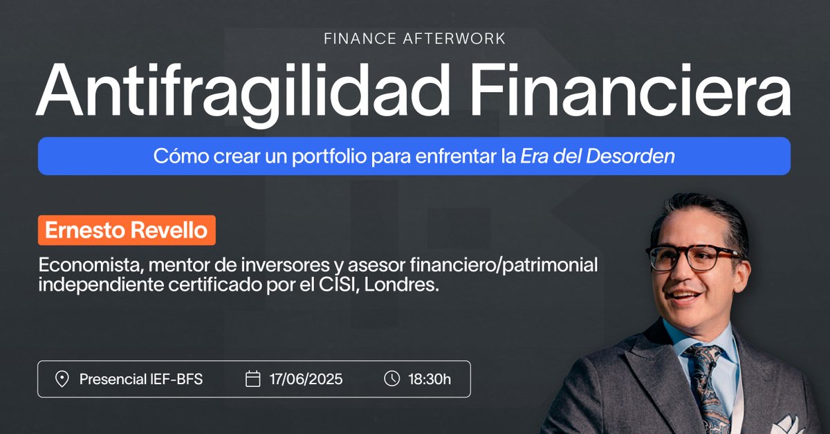 ⚡⚡Convierte el caos en oportunidad. Aprende a diseñar un portfolio antifrágil ⚡⚡

Descubre cómo con <a href="/ErnestoRevello/">ERNESTO REVELLO</a> y la moderación de <a href="/EloiNoya/">Eloi Noya</a> 

🔹Martes 17 junio, 18.30h
🔹Presencial BFS, Av. Diagonal 452

¡Apúntate aquí! 👉 forms.gle/pERJ3eApzUoovz…