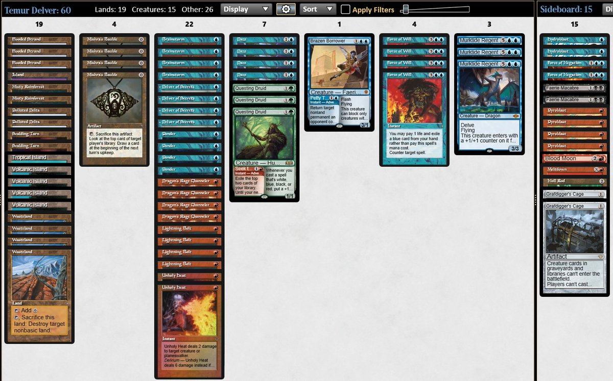 Top8ed with rug. Lost r3g2 cuz I thought my opponent was on reanimator and drew 3 gy hates against tempo. Got mana screwed 4 times last two rounds. It's frustrating but I will be back. <a href="/mtglegacy/">マキ</a> 
Lands XOO
Forge OO
UB tempo OXX
Cori Delver OO
UB Reani OXO
Ninja XOX

Ninja OXX