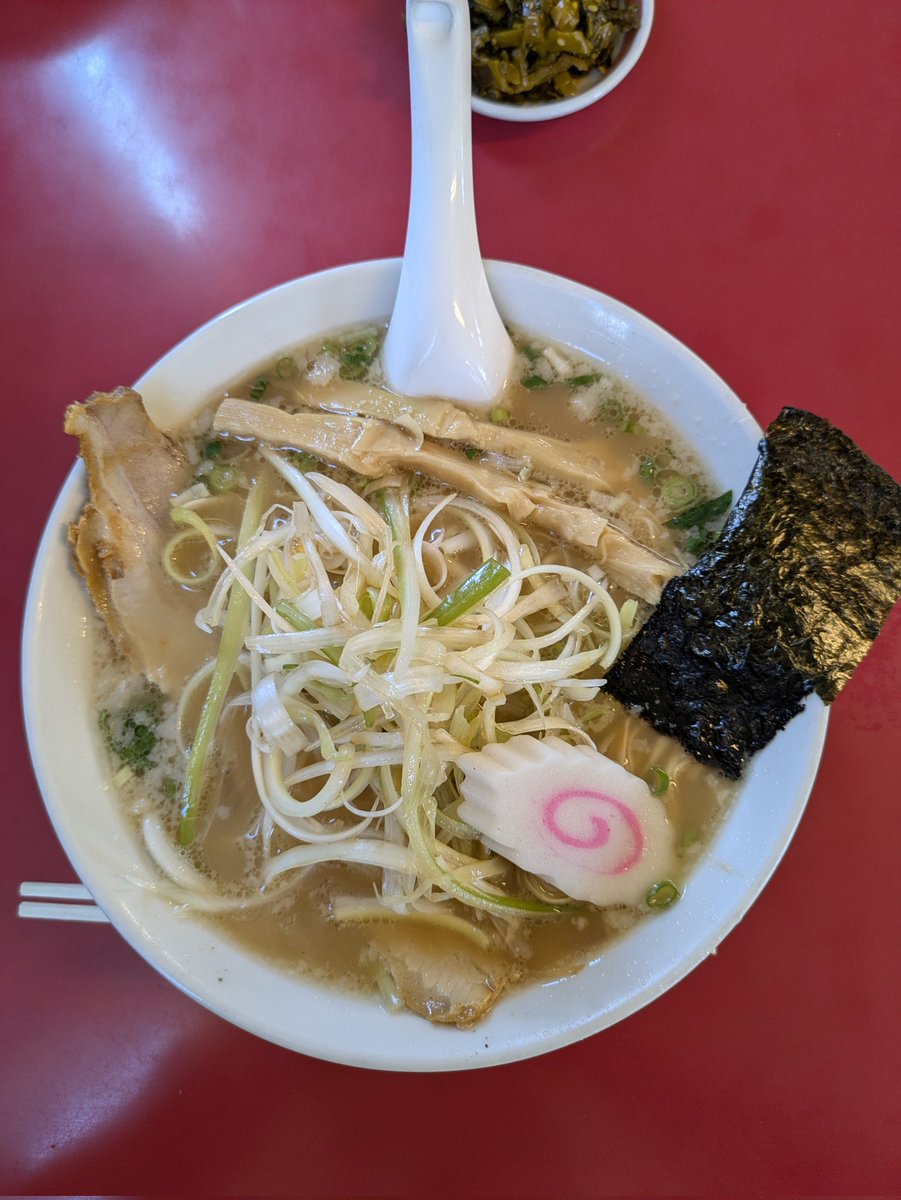 郡山市の日和田製麺所さん✨ネギ醤油ラーメン大盛りペロッと！美味しかった〜😋
#日和田製麺所