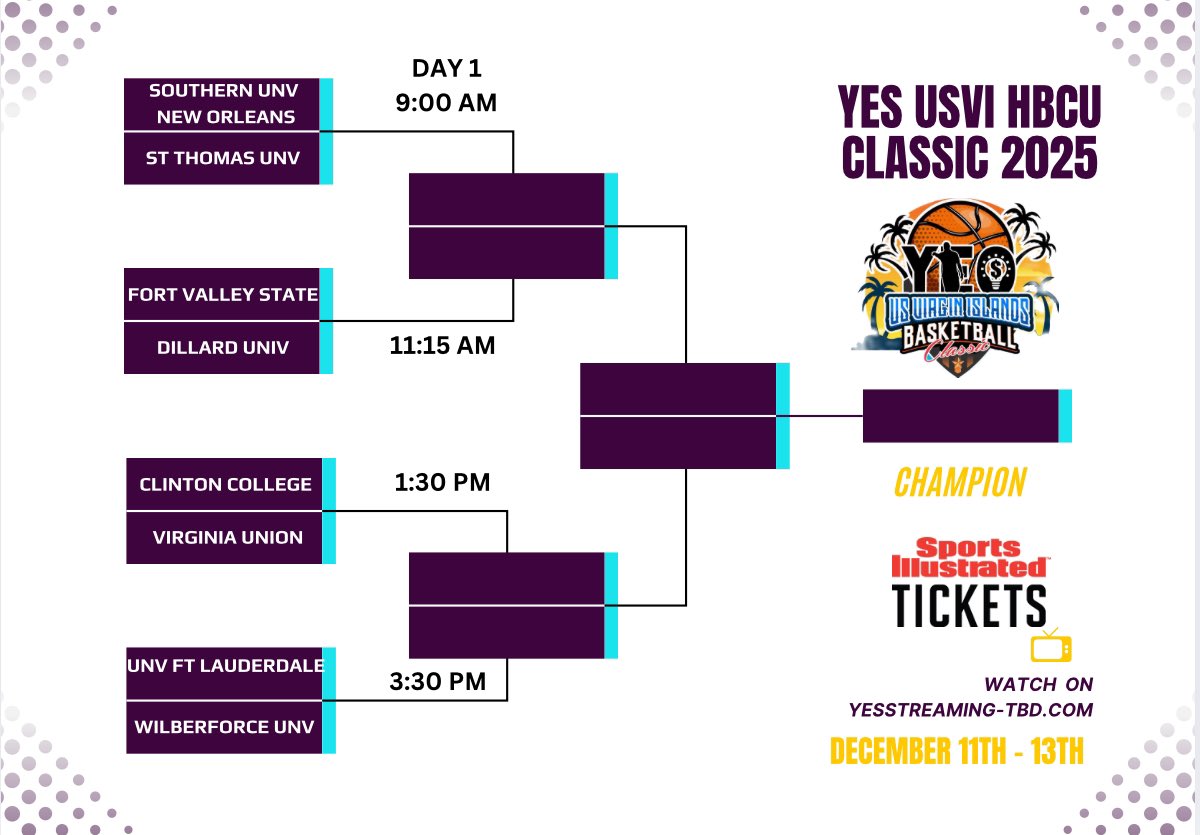 YES US Virgin Islands HBCU Classic this coming December. Another great group of teams…