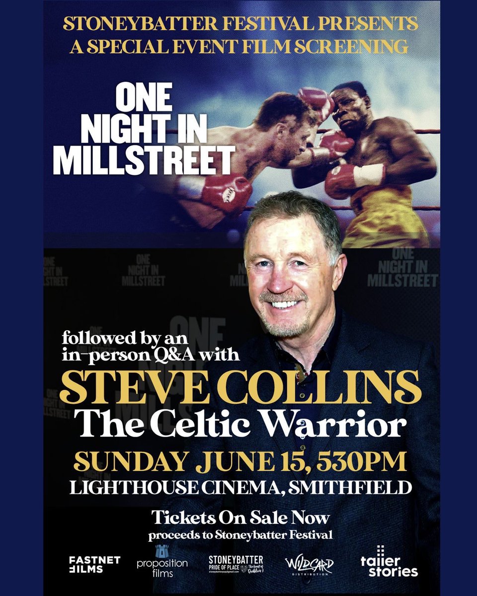 Stoneybatter Festival has its final day today and Manor Street is closed to traffic from 12pm to 5pm. straight afterwards there’s a very special film screening  with a Dublin 7 legend - boxer Steve Collins  - 530pm at @lighthousecinema lighthousecinema.ie/film/one-night…