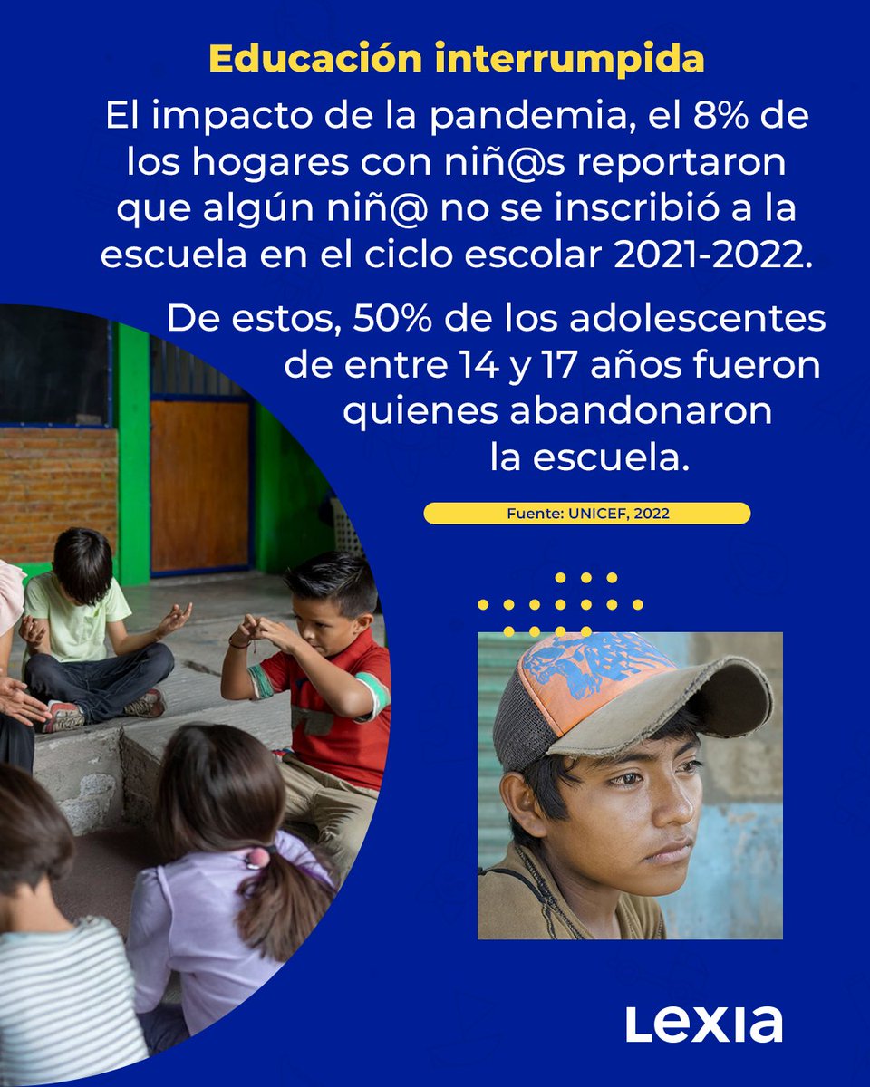 En 8% de los hogares algún niño no se inscribió al ciclo escolar 2021-2022 como resultado de la pandemia de Covid19. Vía @LexiaGlobal
