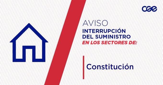 Informamos a nuestros clientes de los sectores de Río Maule, Río Loncomilla, Astaburuaga y aledaños, comuna de #Constitución, la interrupción del suministro eléctrico. Nuestro personal de emergencia ya está informado.