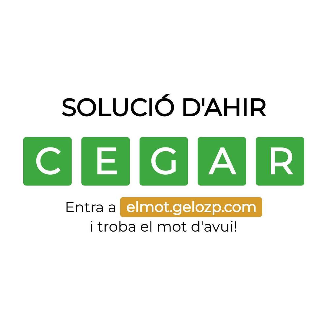 La solució d’ahir era CEGAR. La vas encertar?
Entra a elmot.gelozp.com i troba la paraula d’avui!

#ElMot #WordleCAT