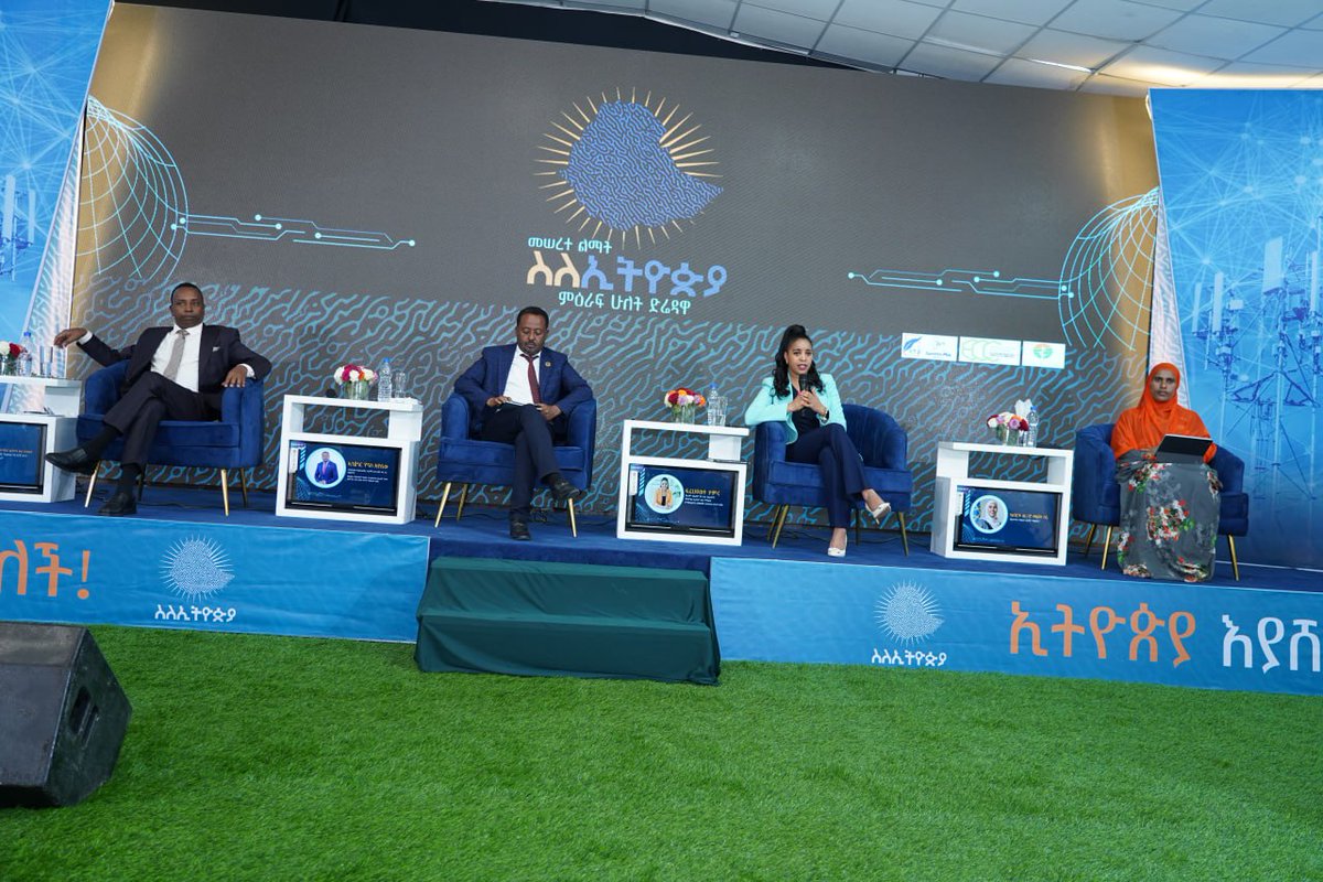 GazettePlusET's tweet photo. Panelists on the 20th #AboutEthiopia forum
#EthioTelecom CEO noted 10M+ digital pay't users, stressing tech’s role for growth
#constructionWorks Corp urged modernizing transport systems for efficiency
#Water&Energy Minister emphasized renewable energy investments, grid upgrades https://t.co/DvfbzFiNdw