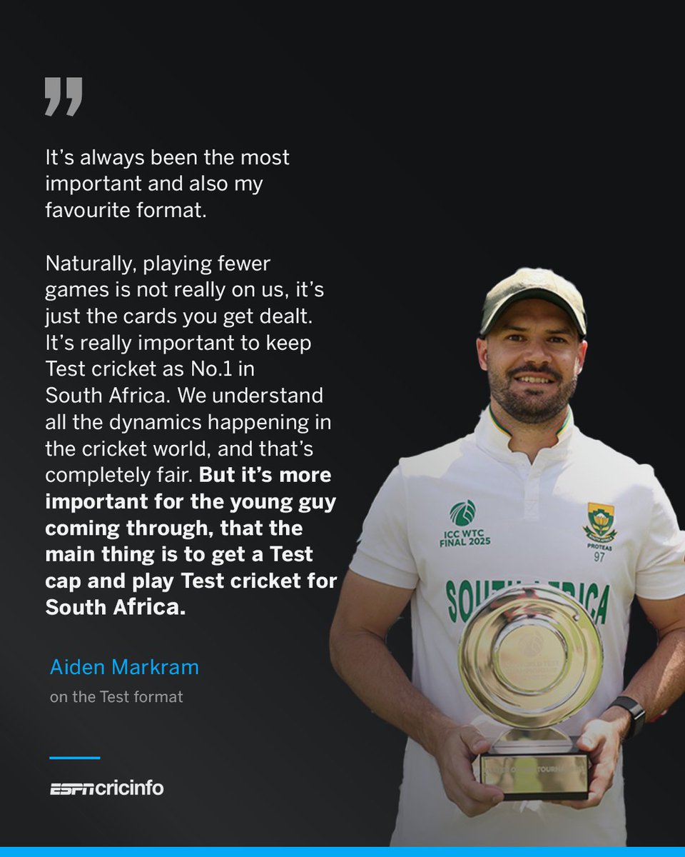 Aiden Markram: 'Important to keep Test cricket as No.1 in 🇿🇦'