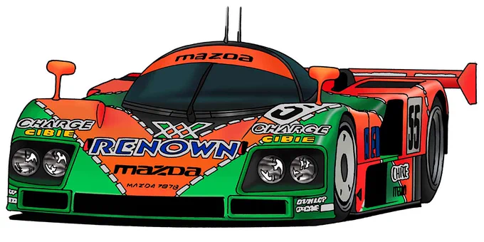 マツダ 787B(1991年) ル・マンのドラマっていうと、やっぱり1991年のマツダ日本車初優勝じゃないかな〜。ロータリーが出走できる最後の年。テストウィークでクラッシュし撤退も考えた。当日、ゴール3時間前にトップに浮上しチェッカー!ドライバーのハーバートは脱水症状で表彰台に上がれなかった。