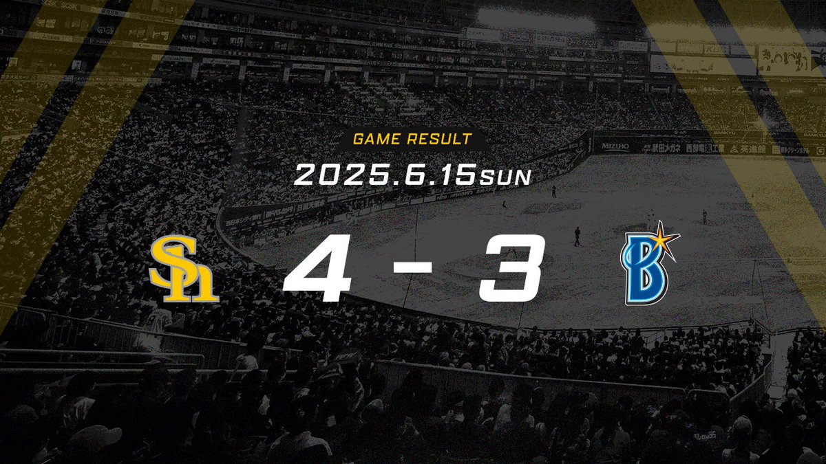 【試合終了】1点リードされて迎えた8回裏に秋広選手のタイムリー、栗原選手の犠飛で逆転に成功し3連勝！秋広選手は同点タイムリーを放つ活躍を魅せ、3試合連続打点を記録！近藤選手は今季初ホームランを放ちました！
bit.ly/2wvEyZh

#sbhawks