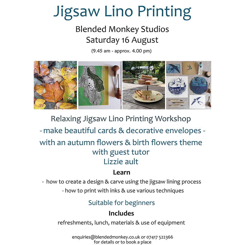 blended_monkey's tweet image. Yesterday&apos;s lino printing students really enjoyed their experience - the sun was shining and they were able to enjoy the Blended Monkey gardens for lunch &amp;amp; during breaks.

Our next lino printing experience is on 16 August l8r.it/9ZjP

#linoprinting #linoprintingnearme