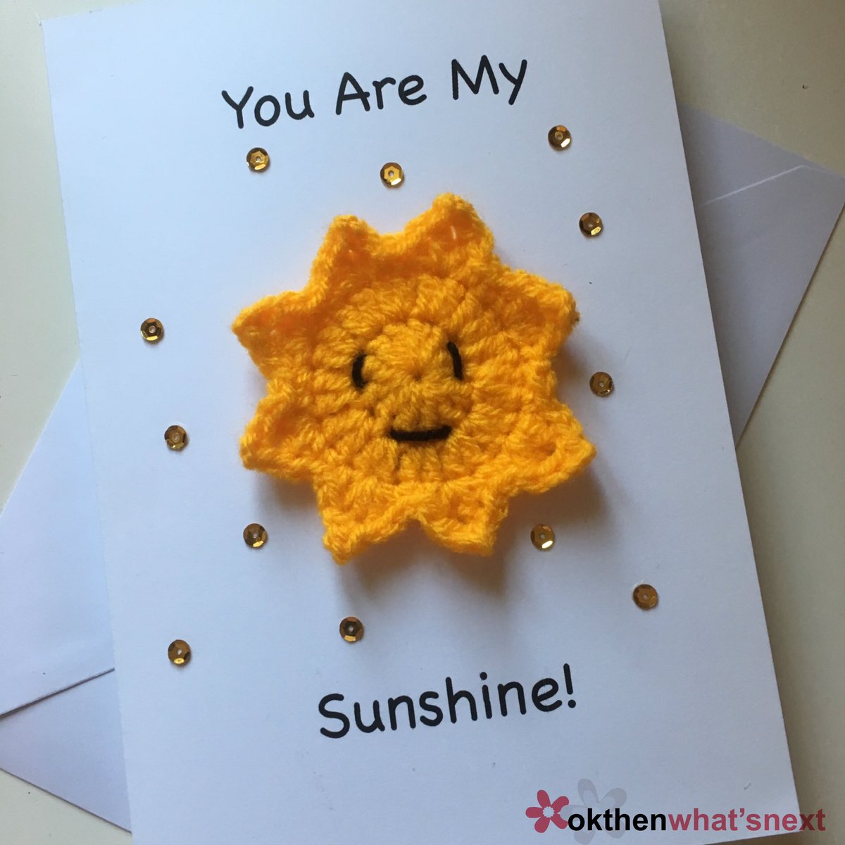 Morning and happy Monday ! So much rain! ☔️Hopefully today we’ll start to see a bit more sunshine rather than all this wet weather🤞Here’s a sunshine card to brighten your feed ☀️

 okthenwhatsnextcraft.etsy.com

#earlybiz #crochet  #etsy #UKGiftHour #ukgiftam