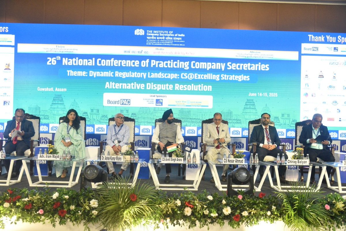 icsi_cs's tweet photo. 26th National Conference of Practicing Company Secretaries - Third Technical Session on Alternative Dispute Resolution #ADR #ICSIPCSConference https://t.co/o3mJMGNYhq