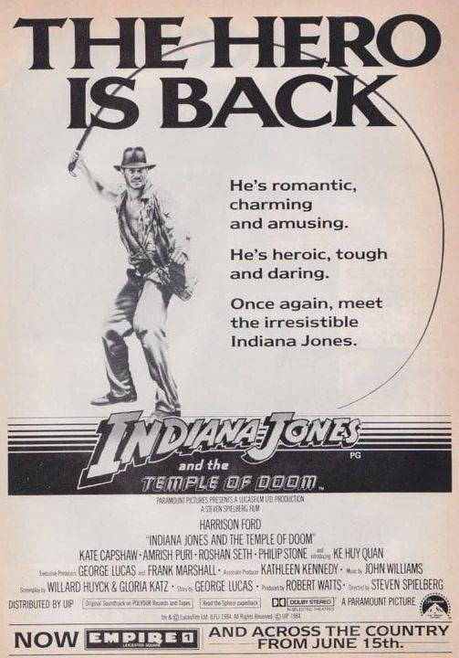 Forty-one years ago today, the hero was back across the country... #IndianaJonesAndTheTempleOfDoom #StevenSpielberg #1980s #film #films #HarrisonFord #KateCapshaw #KeHuyQuan #AmrishPuri #RoshanSeth