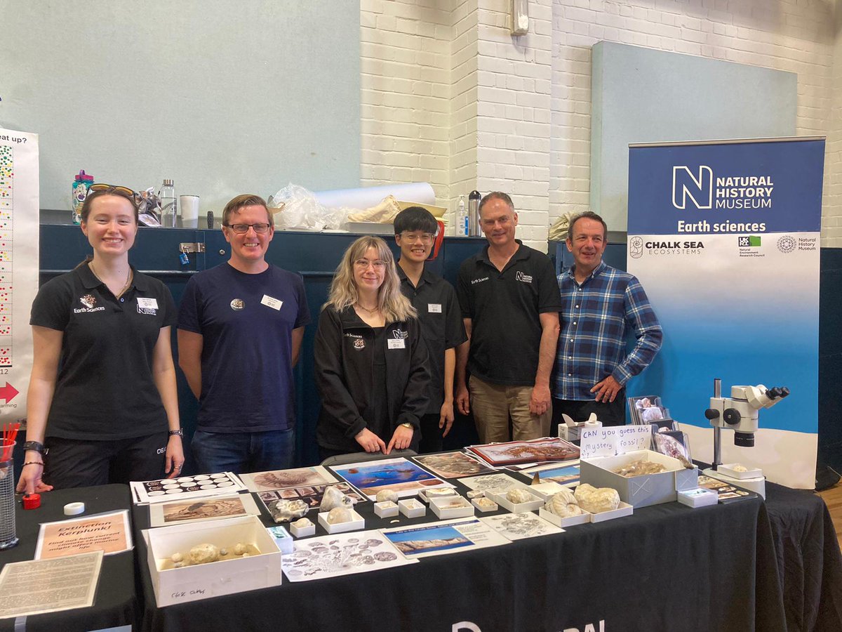 ChalkSeaEco's tweet photo. It's the final day of @FF_LymeRegis for 2025! Still time to join our team in The Hub to learn about our science reconstructing #Cretaceous ecosystems, handle some chalk fossils from @NHM_London, and draw your own #ChalkSea creatures. https://t.co/RUViMgv6l9