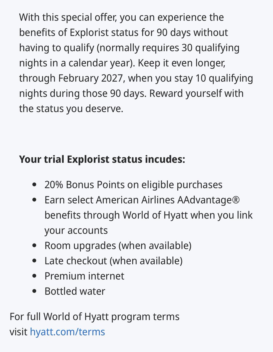 ExplorebyRoad's tweet photo. #Hyatt #Explorist and #Globalist challenge is available for registration through December 2025 with validity until February 2027!
This is a corporate challenge so try your luck with your office email address where you receive a email if your organization is enrolled and your time starts to complete the challenge in 90 days (3months)
10 Nights = #Explorist
+ 10 Nights = #Globalist