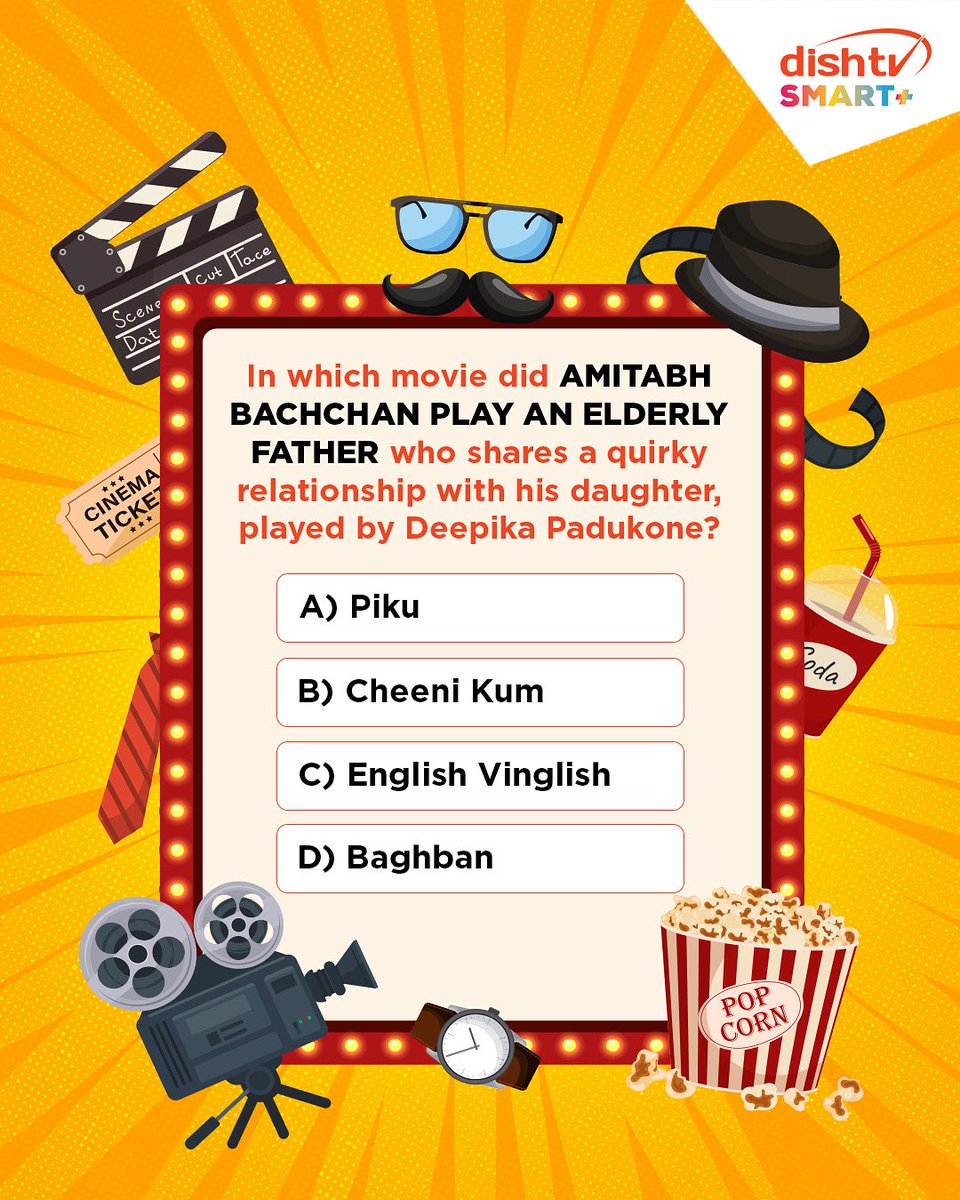 Quirky, lovable, and full of dad jokes, this father-daughter duo stole our hearts! 💛🎬
Can you guess which film features this duo?

#DishTVSmartPlus #BollywoodQuiz #MovieTrivia #FathersDaySpecial #DeepikaPadukone #SmartEntertainment #PikuVibes #DadGoals #QuizTime