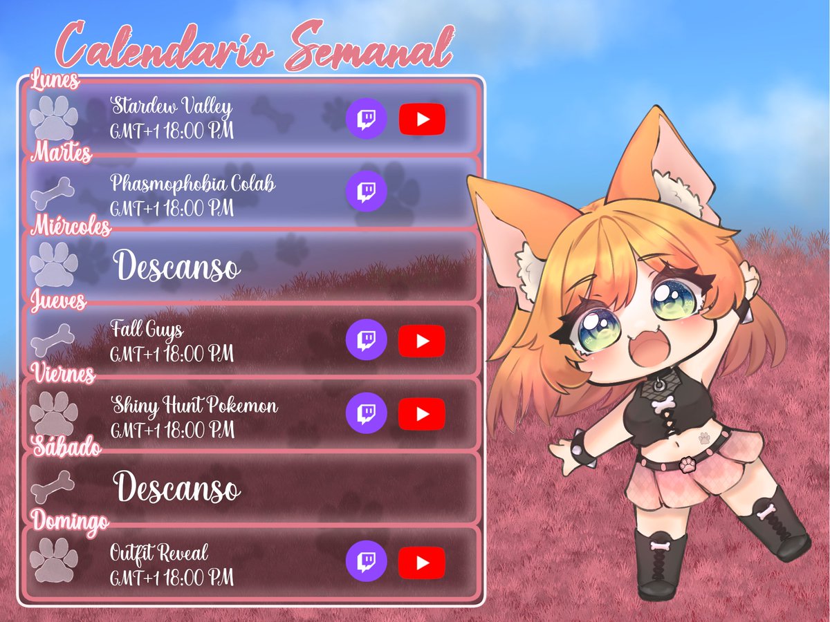 ¡Buenos días, cachorritos!
Os dejo por aquí el calendario semanal de esta próxima semana🧡