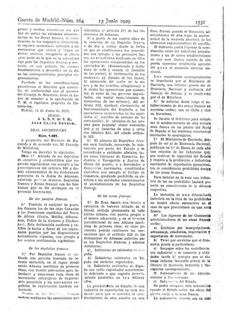 Esta semana la <a href="/ZFCadiz/">Zona Franca Cádiz</a> ha cumplido 96 años.

El 11 de junio de 1929 el rey Alfonso XIII firmó el RD por el que nacían oficialmente las dos zonas francas más antiguas de #España: la de #Cádiz y la de #Barcelona. 

📸 Dos días después se publicó en La Gaceta de Madrid. #HistoriaZF