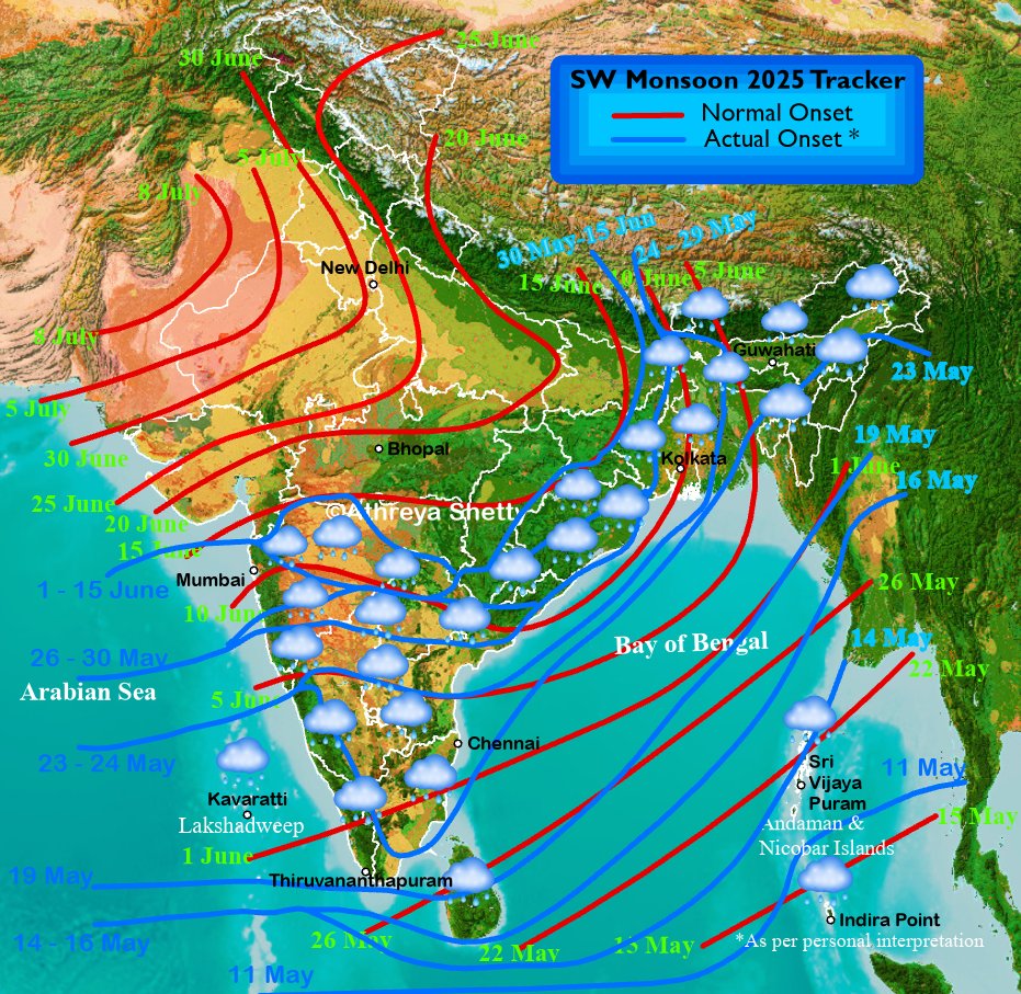 shetty_athreya's tweet photo. #Monsoon2025 has resumed its advance after stalling for 15 days! Advanced into most parts of Madhya #Maharashtra, #Marathwada and just entered western fringes of #Vidarbha.
NLM now passes through north #ArabianSea, #Dahanu, #Nandurbar, #Burhanpur, #Washim, #Adilabad, #Barsur, #Raigarh, #Kunkuri, #Dhanbad and #Purnea.
Over next 24-48 hrs, monsoon will advance into more parts of north Arabian Sea, #Saurashtra, south #Gujarat, #Vidarbha, SW #MadhyaPradesh, more parts of #Chattisgarh and #Jharkhand.