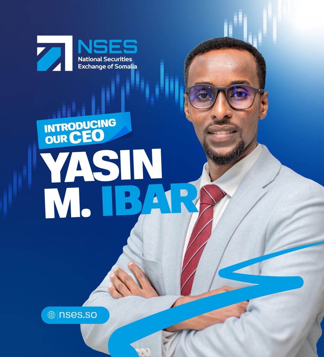 NSES_Somalia's tweet photo. Meet our CEO – @YasinIbar  

Economist &amp; ACCA-certified professional with 10+ years in Somalia’s banking &amp; private sector.

Now leading NSES into a new era as the Somalia's first securities exchange.

#NSES #InvestInSomalia #CapitalMarkets #NSESLaunch https://t.co/6Y5wuA6lix