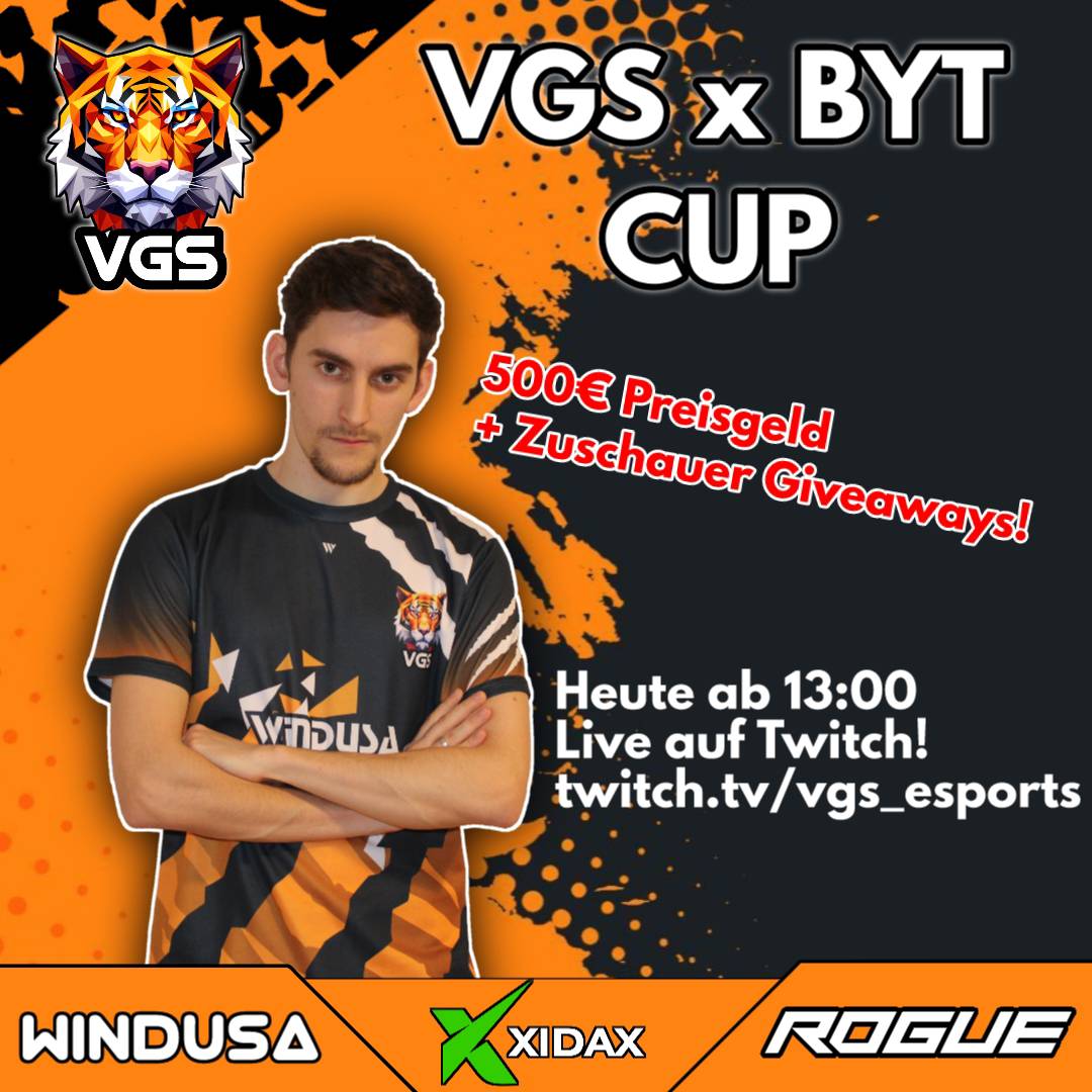 Bock was zu gewinnen? 
Heute um 13:00 beginnt die KO-Phase des VGS-Cups!
🔸
Macht mit, denn zuschauen wird belohnt!  
Wo? Auf Twitch.tv/vgs_esports  
🔸️ 
Was könnt ihr gewinnen? 
Eine von 4 Amazon Gutscheinen im Wert von: 
3x30€, 1x20€ 
🔸️ 
Wir freuen uns auf euch!