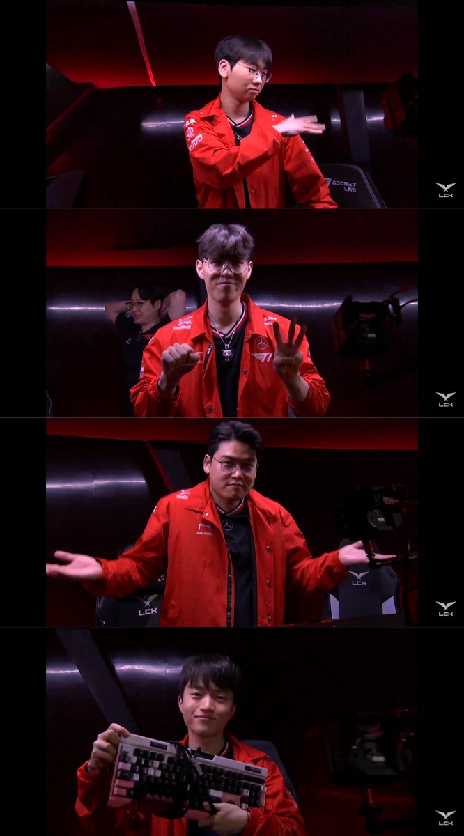 whppd1's tweet photo. doran, oner, gumayusi, and keria with their celebration 

and then there's faker... 👍🙂 https://t.co/b3uw7SSdBh